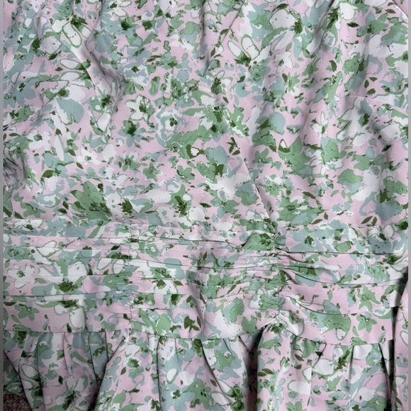 Entro Pastel Green Pink Floral Long Sleeve Ruffle Blouse Size M - Picture 5 of 6